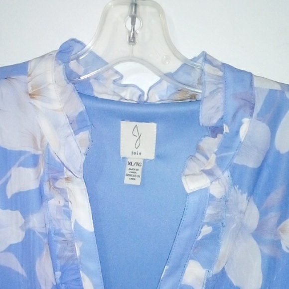 Joie Blue Ruffled V-neck Floral Tie Waist Midi Dress - Picture 3 of 8